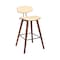 Armen Living Fox 28.5" Bar Height Cream Faux Leather and Walnut Wood Mid-Century Modern Bar Stool LCFOBAWACR30 - alternate 1